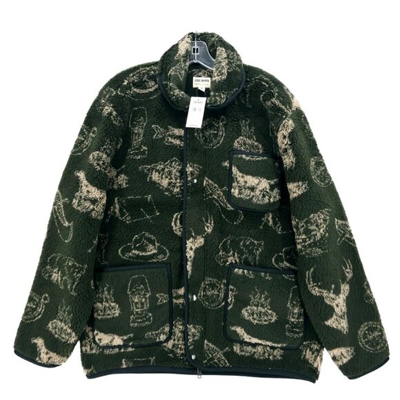 NWT TODD SNYDER Outdoor Print Sherpa Chore Jacket MADE IN ITALY Olive Green - Picture 1 of 8